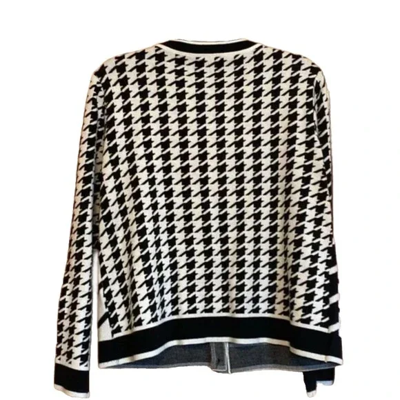 Sioni White and Black Houndstooth Cardigan sz S - Picture 3 of 3